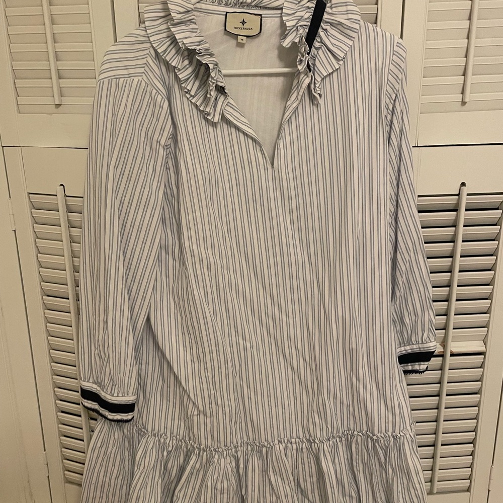 Striped Ruffle Collar Dress